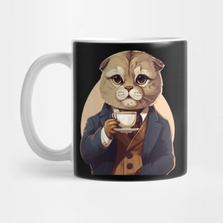 Scottish Fold Cat Drinking Coffee Mug